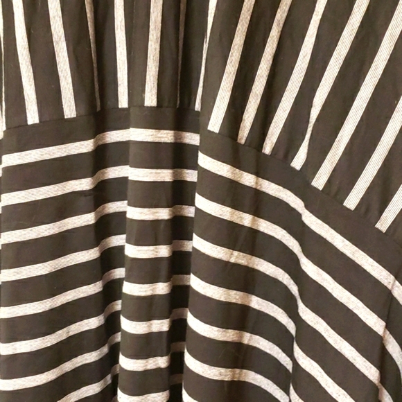 Knit top with hankerchief hem.  Black and gray striped. - Picture 2 of 5